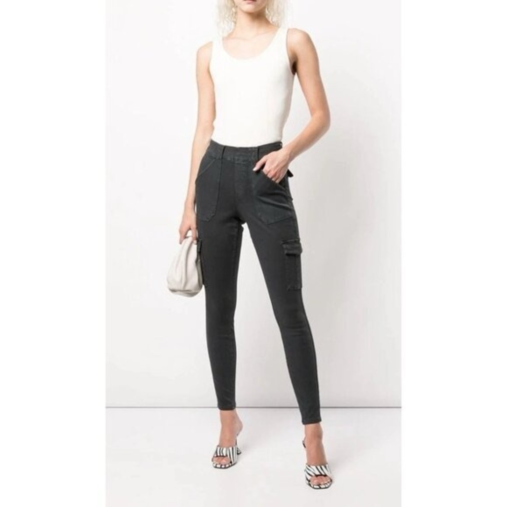 SPANX Stretch Twill Ankle Cargo Pants Washed Black Small - Picture 2 of 16